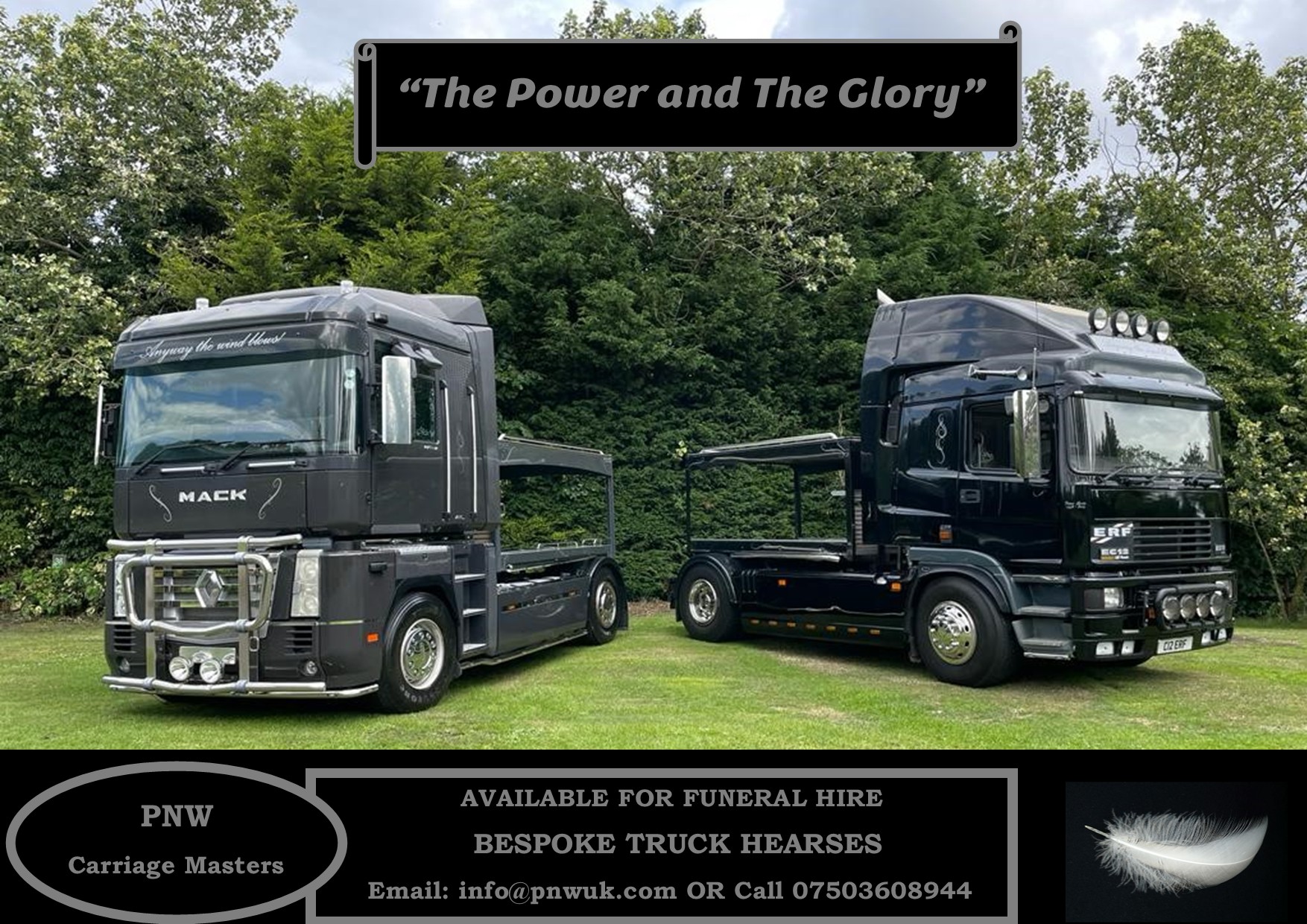 Truck hearse for specialist funeral transport in the UK