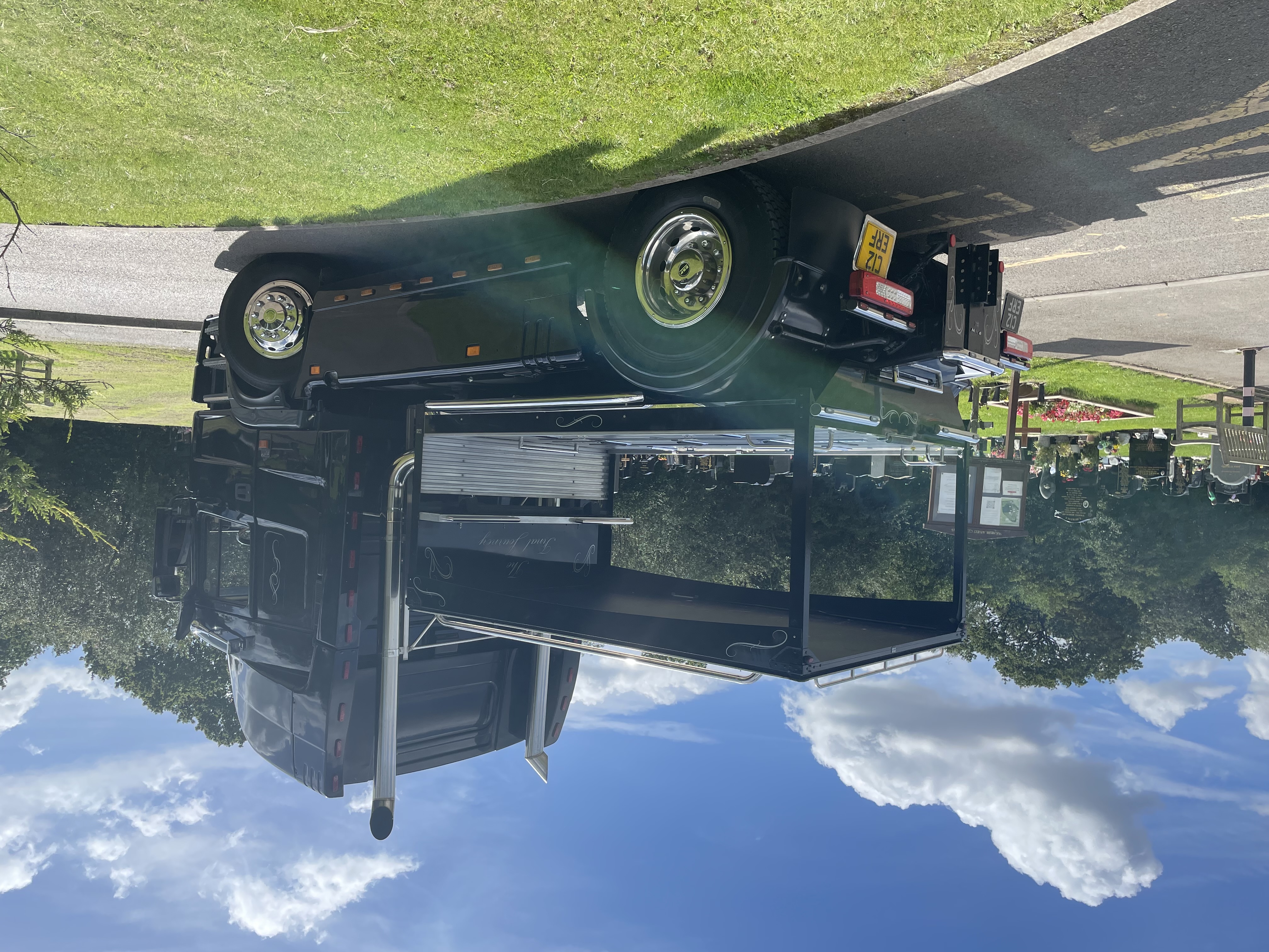 ERF EC12 lorry hearse for bespoke funeral transport in the UK